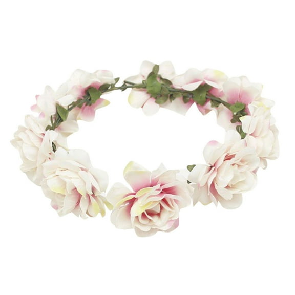 WTXUE Headbands for Women, Crown Bridal Wreath Flower Garland Hair Women Flower Headband Bridal supplies, White
