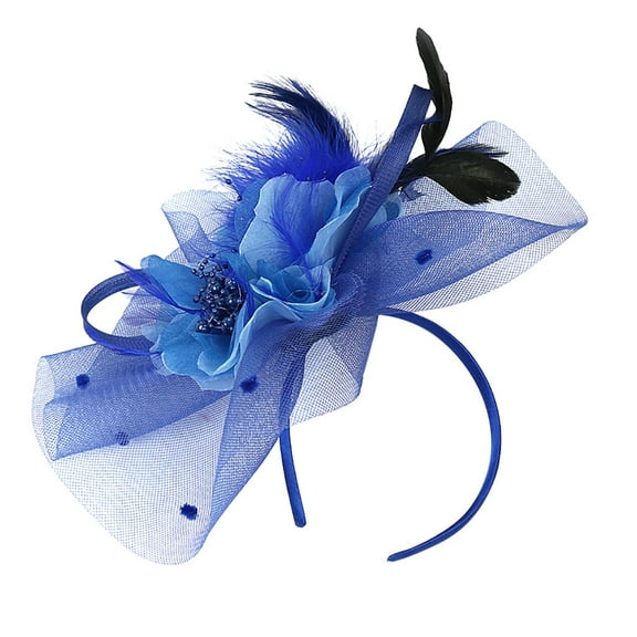 WTXUE Headbands for Women, Handmade Women Hair Clip Feather Wedding Casual Fascinator Headpieces, Blue