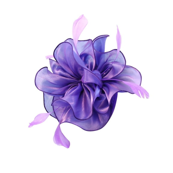 WTXUE Headbands for Women, Hat for Women Wedding Flower Cocktail Mesh Feathers Hair Clip Tea Party Headband, 3# Purple