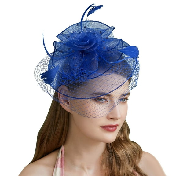 WTXUE Headbands for Women, Hats for Women Fascinators Womens Pillbox Flower Hat for Tea Party Cocktail Wedding Church, 1# Blue