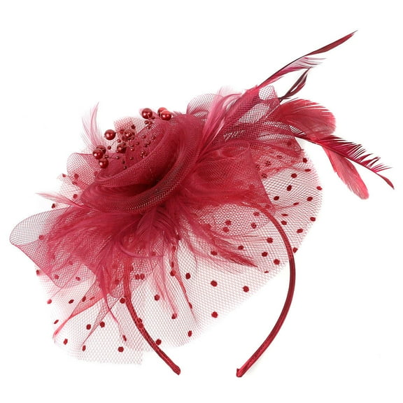 WTXUE Headbands for Women, Headpiece Party Flapper Headband Pearl Bridal YP Great Headband, hair clips, 1# Wine Red
