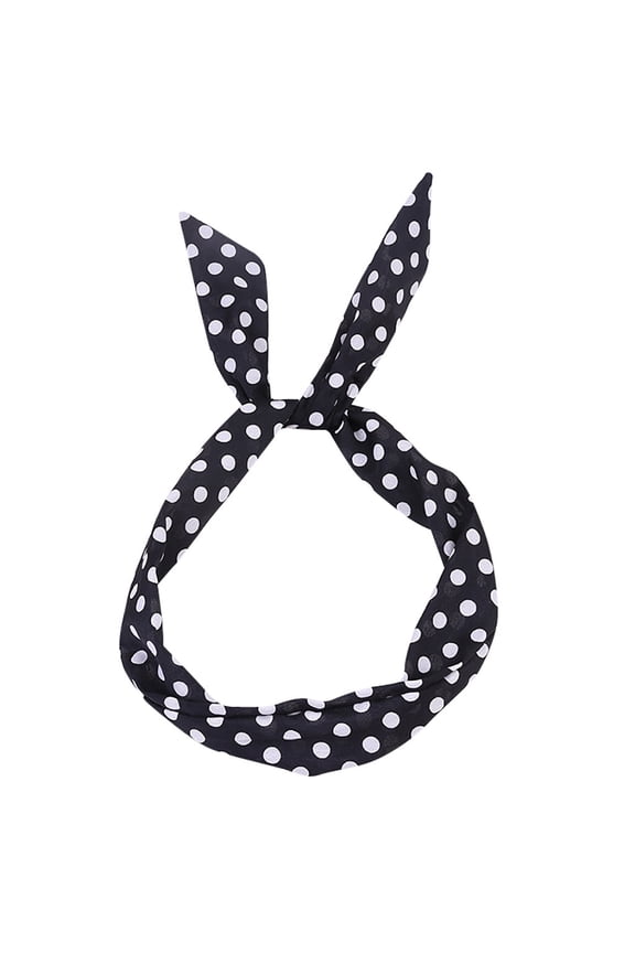 Headbands for Women, Wire Headband Hair Band Rockabilly Dot Tartan Scarf Wired Polka Retro Paisley Headband, Headband for Women, Black