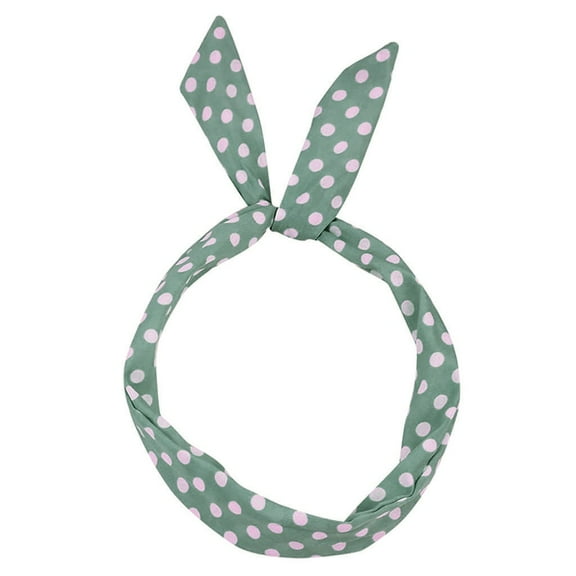 WTXUE Headbands for Women, Wire Headband Hair Band Rockabilly Dot Tartan Scarf Wired Polka Retro Paisley Headband, Headband for Women, Green