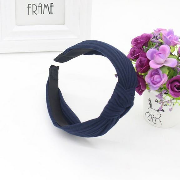 WTXUE Headbands for Women, Women Fashion Headband Hairband Bow Knot Tie Headwrap Hair Band Hoop, Navy