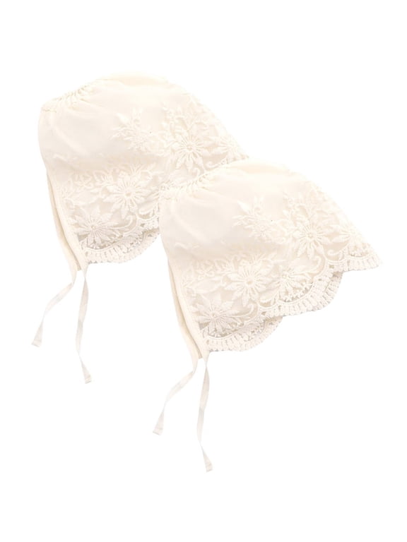 Heardband Bonnet White Lace Newborn Infant Toddler Adjustable Sun Protection Hat Sleep Cap 0 3 Months Baby Girls Summer Beige A