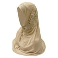 thumbnail image 1 of WTXUE Heardband Lace Muslim Head Wrap Plain Color Muslim Hijab Cap Lightweight One Piece Breathable Head Scarf Wrap Scarf Cap Head Cover Beige One Size, 1 of 4
