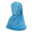 thumbnail image 1 of WTXUE Heardband Lace Muslim Head Wrap Plain Color Muslim Hijab Cap Lightweight One Piece Breathable Head Scarf Wrap Scarf Cap Head Cover Blue One Size, 1 of 4