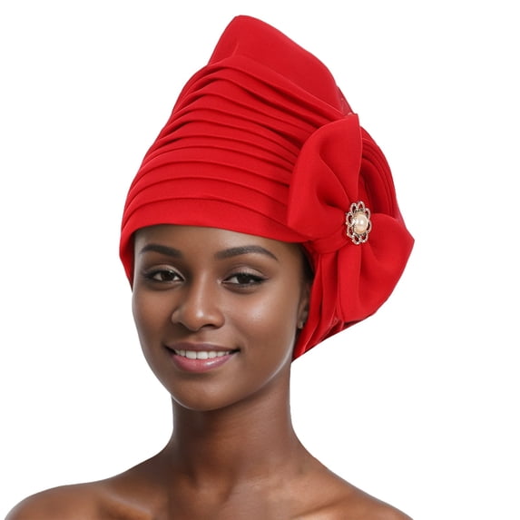 WTXUE Heardband Turban Head Wrap Scarf African Women' Soft Long Scarf Shawl Hair Bohemian Headwrap Stretch Headband Tie Red One Size