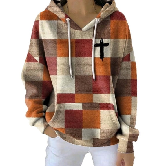 VISALY Hooded Sweatshirt for Women Oversized Hoodies Printing Casual Pullover Sweatshirts Drawstring Hoodies Autumn Winter Long Sleeve Shirts V Neck Outfits Red 3Xl