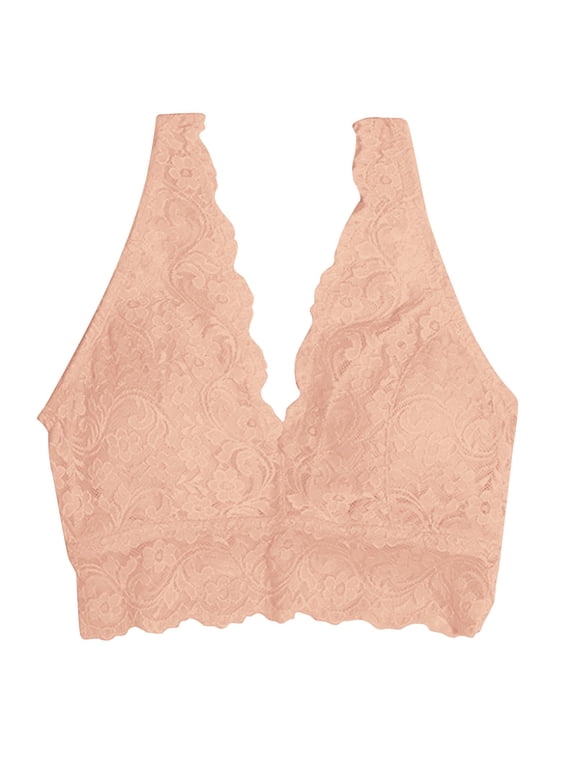 | Deep Bra Cami Women Wirefree Lace Yoga Comfort Bra V Womens Lingerie Bralette Tops with Garter Bra | 1 Piece Beige S