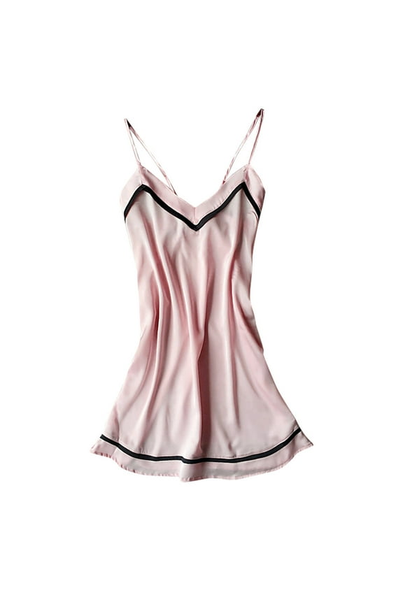 Intimates | Nightshirts & Gowns Women Satin Teddy Lingerie V-Neck Nightdress Underwear | 1 Piece Pink L
