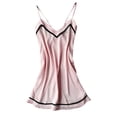 thumbnail image 1 of WTXUE Intimates | Nightshirts & Gowns Women Satin Teddy Lingerie V-Neck Nightdress Underwear | 1 Piece Pink XL, 1 of 6