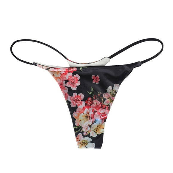 WTXUE Intimates | Printed Womens T-Back Underpants Comfort Soft Low-Rise | 1 Piece Black L