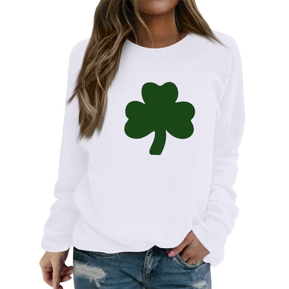 WTXUE Ireland Sweatshirts for Women Long Sleeve Pullover Crewneck Sweatshirts Lightweight Tops Soft Sweatshirt Cute Sweatshirt Work Sweatshirts Cute Tops Cute Sweatshirts Comfortable Tops White 3Xl