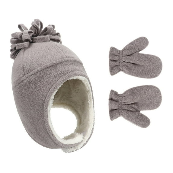 WTXUE Kids Hat Scarf Gloves Set 2 Pcs Gloves & Mittens Warm Children'S 2 and Solid Color Hat Gloves Winter Hats | Gray S-L