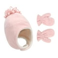 thumbnail image 1 of WTXUE Kids Hat Scarf Gloves Set 2 Pcs Gloves & Mittens Warm Children'S 2 and Solid Color Hat Gloves Winter Hats | Pink S-L, 1 of 9