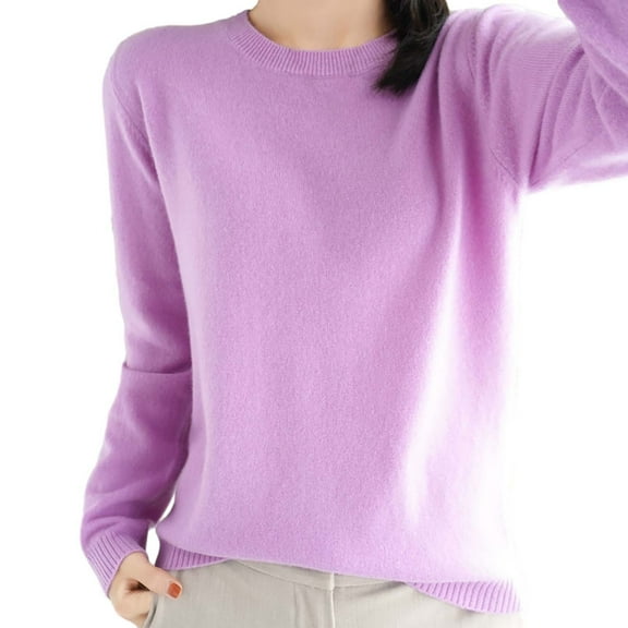 WTXUE Light Sweaters For Long Sleeve Crew Neck Lightweight Soft Knitted Pullover Knitted Blouse Loose Sweaters (Women's) Size 6-8