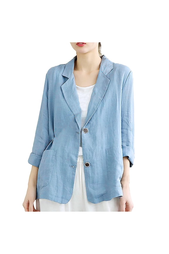 Linen Blouse Long Sleeve Jacket Relaxed Fit Suit Jackets, Blazers & Sport Coats (Women's) Size XL