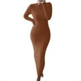 thumbnail image 1 of WTXUE Long Sleeve Dress, Autumn and Winter Sweater Long Sleeved Woolen Dress, Linen Dress, Petite Dresses for Women, Brown Dress, Brown S, 1 of 3