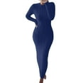 thumbnail image 1 of WTXUE Long Sleeve Dress, Autumn and Winter Sweater Long Sleeved Woolen Dress, Plus Size Dress, Linen Dress, Blue Dress Women, Blue1 3XL, 1 of 3