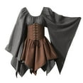thumbnail image 1 of WTXUE Long Sleeve Dress, Medieval Trumpet Sleeve Irish Shirt Dress Women Garments Gothic Retro Corset Dress, Grey M, 1 of 3