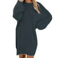 thumbnail image 1 of WTXUE Long Sleeve Dress, Women Winter Sweater Knit Turtleneck Warm Long Sleeve Pocket Sweater Dress, Plus Size Dress, Grey 3XL, 1 of 9