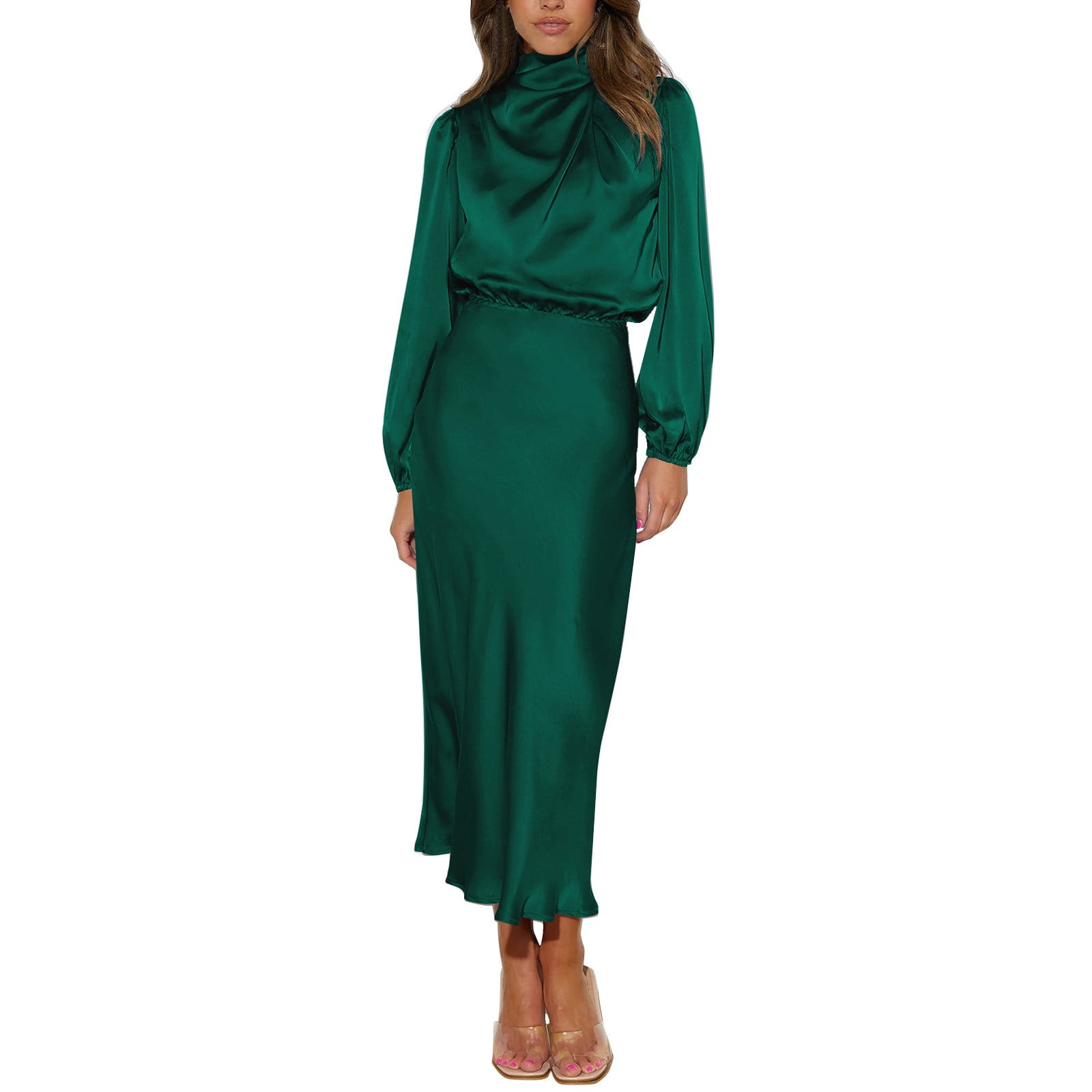 knee length dresses for ladies Monica Satin Midi Dress – SIMKHAI main image 1