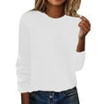 thumbnail image 1 of WTXUE Long Sleeve Round Neckline, Women's Spring/Summer Crewneck Sweater Pullover Knit with Solid Color Thin d Warm Top/Autumn Coat White M, 1 of 4
