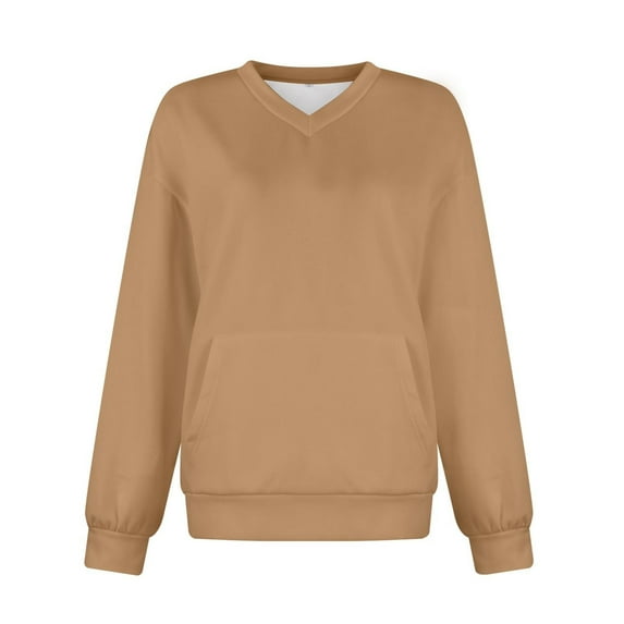 WTXUE Long Sleeve, Women'S Sports Sweatshirt Basic Solid Color Pullover Casual Top, Workout Tops, T-Shirts (Khaki, S)