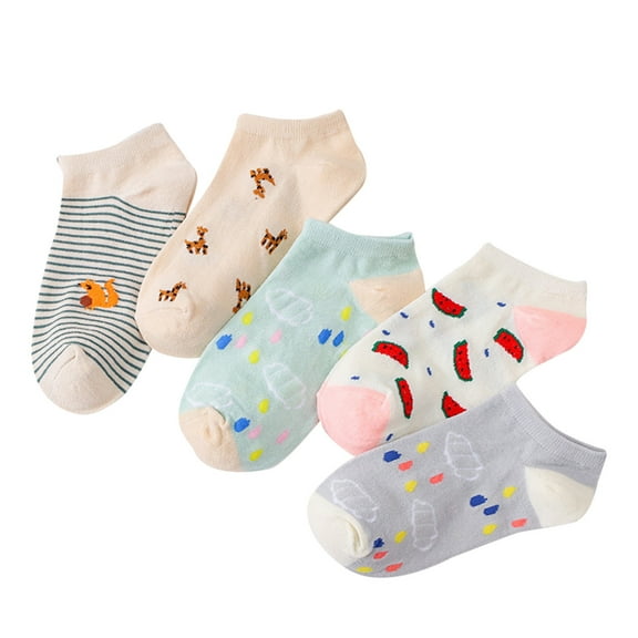 WTXUE Low Cut Socks Women, 5 Pairs Print Socks for Women Men Girls Series Print Colorful Pattern Novelty Cute Unisex Socks, 5-Pack
