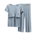 thumbnail image 1 of WTXUE Maternity Pajamas & Loungewear, Pajamas Sleeve Sleepwear Breastfeeding Women Shirt Set T Maternity Tops Short Pants Maternity Sleep Round Neckline Maternity pajamas Short Sleeve Blue, 1 of 1