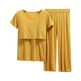 thumbnail image 1 of WTXUE Maternity Pajamas & Loungewear, Pajamas Sleeve Sleepwear Breastfeeding Women Shirt Set T Maternity Tops Short Pants Maternity Sleep Round Neckline Maternity pajamas Short Sleeve Yellow, 1 of 1