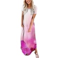 thumbnail image 1 of WTXUE Maxi Dresses, Beach Dress Short Sleeve Split Crew Neck, Women Casual Loose Dress Slit Side Side Summer Long Skirt Sundress Tie Dye A-Line Maxi Women, Pink Size M, 1 of 6