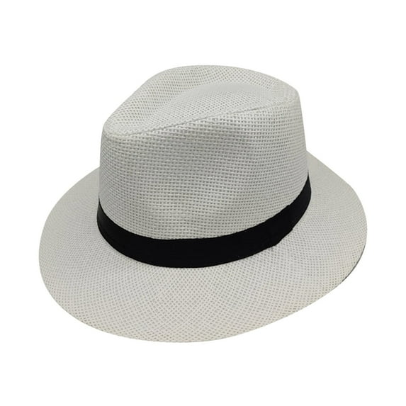 WTXUE Mens Hats, Fedora Unisex Fashion Solid Color British Sun Hat Wide Brim Hat Adult Jazz Hat Jazz Hat, White