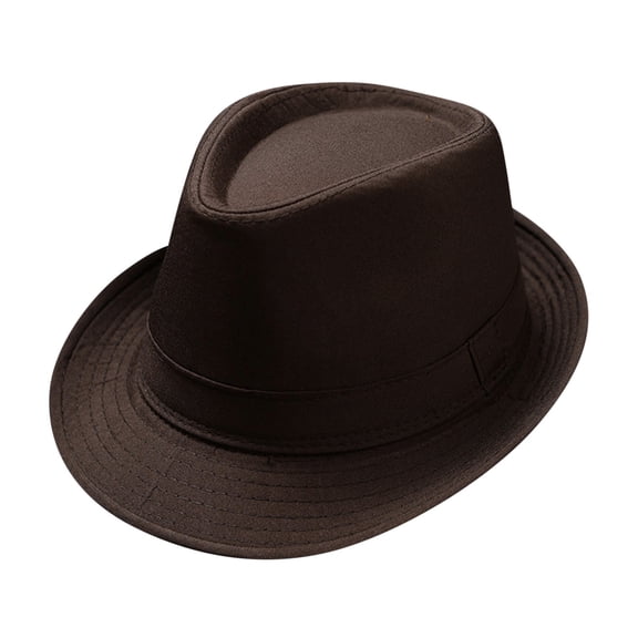 WTXUE Mens Hats, Homburg Hat Men and Women Unisex British Solid Color Jazz Hat Sun Hat, Brown