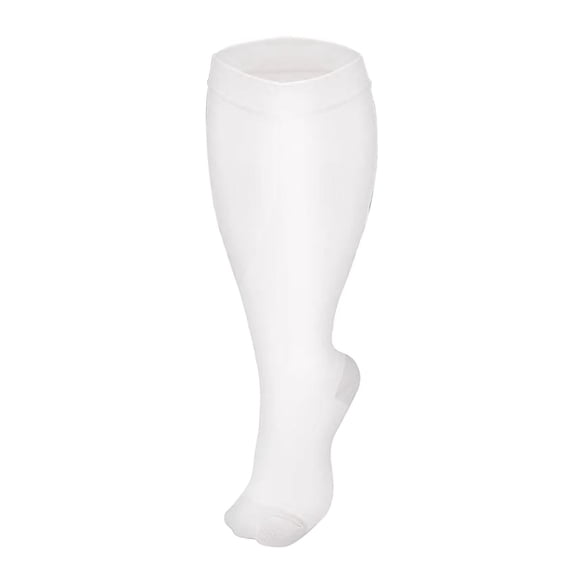 WTXUE Mid-Calf Athletic Compression Socks, Compression Socks Men Scrunch Plus Size Solid Color All Season Casual Sports Pressure Stockings White 4XL