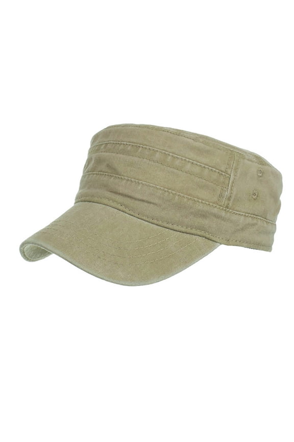 Military Cap, Design Retro Top Washed Cadet Caps Cotton Caps Flat Cap Baseball Caps, Baseball Caps for Men, Khaki