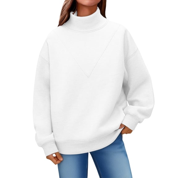 WTXUE Mock Neck Oversized Sweatshirts for Women,Tunic Sweatshirts,Loose Fit Long Sleeve Shirts,Cozy Casual No Hood Plus Size Pullover Tops,Soft Pullover Sweatshirts Fall Outfits White Xxl