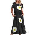 thumbnail image 1 of WTXUE Mumus for Women with Pockets, Crew Neck Women's Fashionable Dress Summer Dress with Printed Round Neck and Sleeves for Casual Wear Short Sleeve (Yellow, XXL), 1 of 6