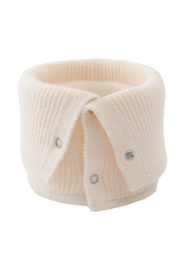 Neck Warmer, Neck Warm Mens Wool Bib Womens Scarf Winter Double Thick Knit Ring Unlimited Scarf Warm and Windproof, 3# Beige