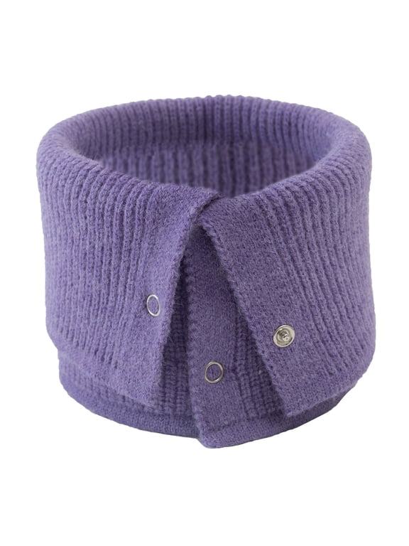 Neck Warmer, Neck Warm Mens Wool Bib Womens Scarf Winter Double Thick Knit Ring Unlimited Scarf Warm and Windproof, 3# Purple