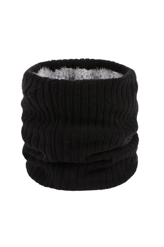 Neck Warmer, Winter Scarf Men Women Warm Knitted Ring Scarves Wool Thick, 1# Black, One Size