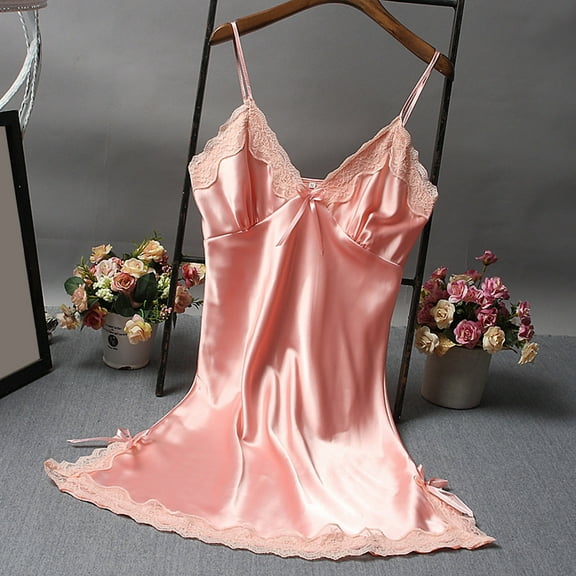 WTXUE Nightgowns for Women Lace Nightgowns for Women y Pajamas Lace Halter Pajamas Home Wear Sleeveless Nightgowns for Women Night Gown for Women Soft Comfy Womens Summer Nightgowns Pink One size