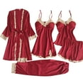 thumbnail image 1 of WTXUE Nightshirts & Gowns | Ladies Satin Pajamas Set 5 Piece Pajamas Silk Like Lace Paneled Pajamas | 5-Piece S, 1 of 3