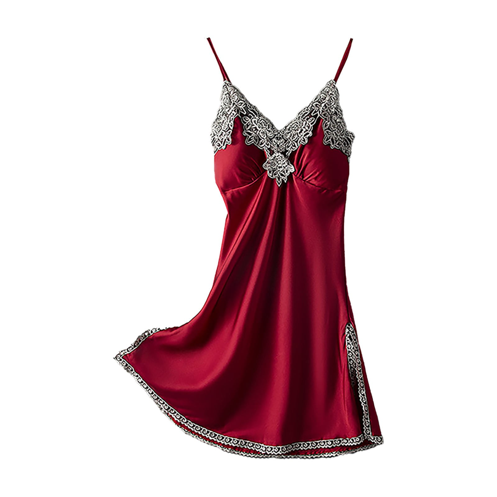 amazon ladies night dress WTXUE Nightshirts & Gowns | Satin Pajama Set for Women Built in Bra Tank Top Pajamas Womens Summer Thin Silk Suspender Nightgown Two Suit Padded Bralette swim '26