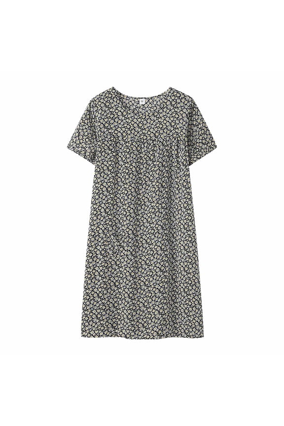 Nightshirts & Gowns | Summer Cotton Silk D Sleep Dress for Middle Women Loose Fitting Home Wear Elderly Plus Size Dress | 1 Piece