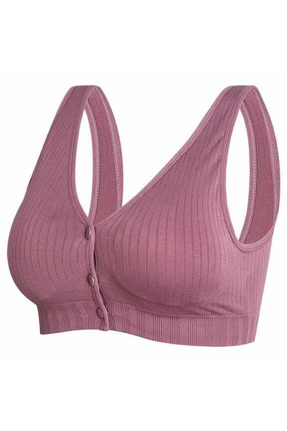 Nursing Bra, Plus Size Maternity Front Open NursingBra for Breastfeeding Moms Summer Convenient Breastfeeding Straps Maternity underwear for Female Postpartum Sleeveless Purple
