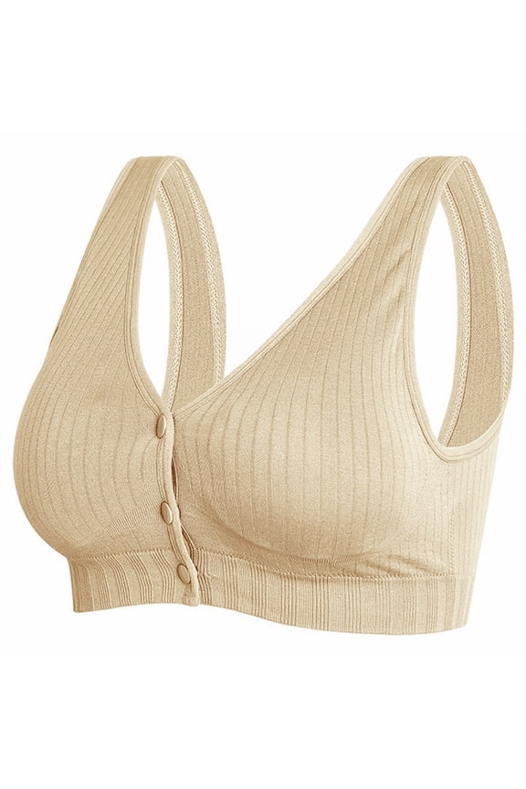 Nursing Bra, Plus Size Maternity Front Open NursingBra for Breastfeeding Moms Summer Convenient Breastfeeding Straps Maternity underwear for Female Postpartum Sleeveless Beige