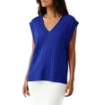 thumbnail image 1 of WTXUE Oversized Cable Knit Sweater Vest for Women V Neck Ribbed Sleeveless Soft Casual Loose Fit Pullover Sweater Tank Top Solid Color Tunic Sweaters Blue Xxl, 1 of 6