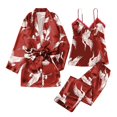 thumbnail image 1 of WTXUE Pajama Sets for Women | Pajamas Polyester Printed Daily Woman | 3-Piece Burgundy M, 1 of 9